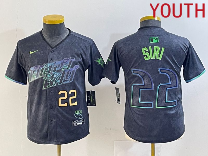 Youth Tampa Bay Rays #22 Siri Black City Edition Nike 2024 MLB Jersey style 3